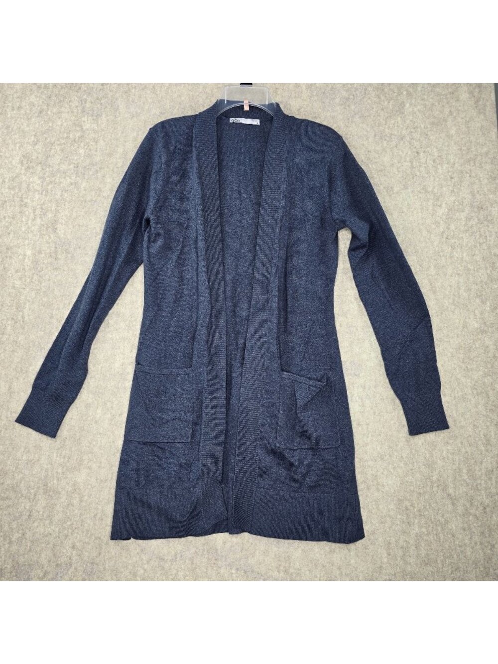 QOR Open-Front Cardigan Navy Blue S Cotton & Merino Wool Blend Long Sleeve